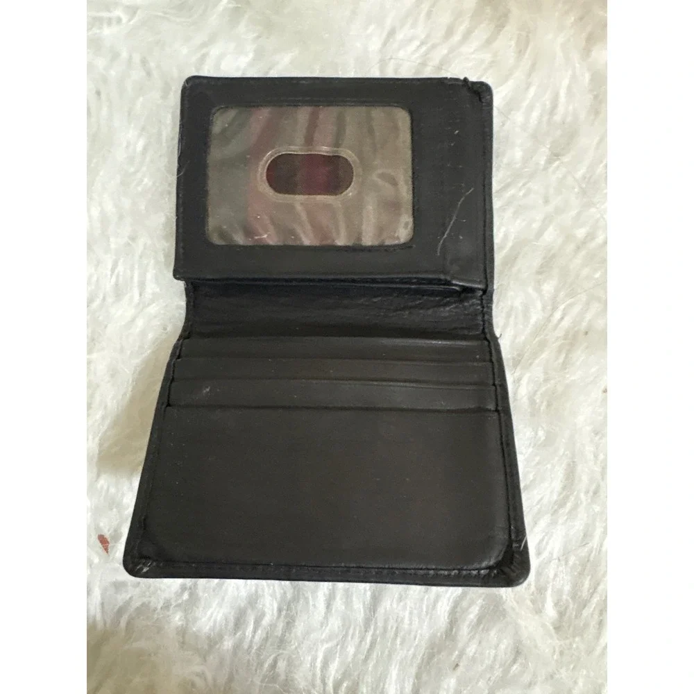 Mens Black Genuine Leather RFID Blocking Bifold Wallet with Trifold ID Window